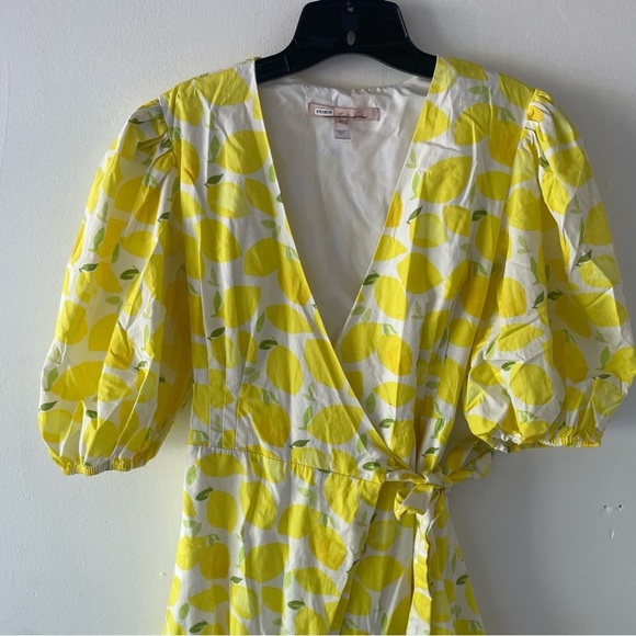Anthropologie Hutch Lemon print V-Neck Tiered Wrap Midi Dress 37363 - Picture 8 of 16